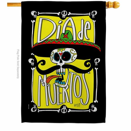 PATIO TRASERO 28 x 40 in. Dia de Muertos Skull House Flag w/Fall Day of Dead Double-Sided Vertical Flags  Banner PA3898610
